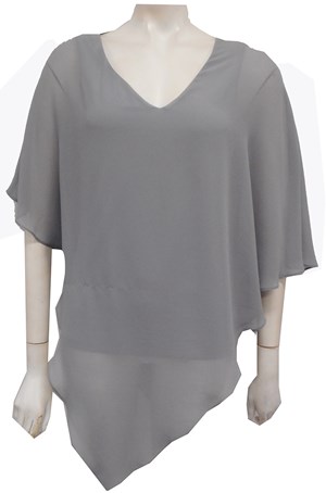 Belinda Chiffon Angled Top With Soft Knit Lining - Silver